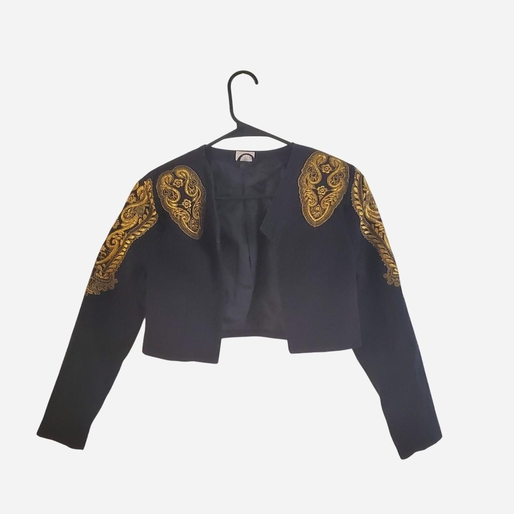 H&M Black Bolero Jacket with Gold Embroidery